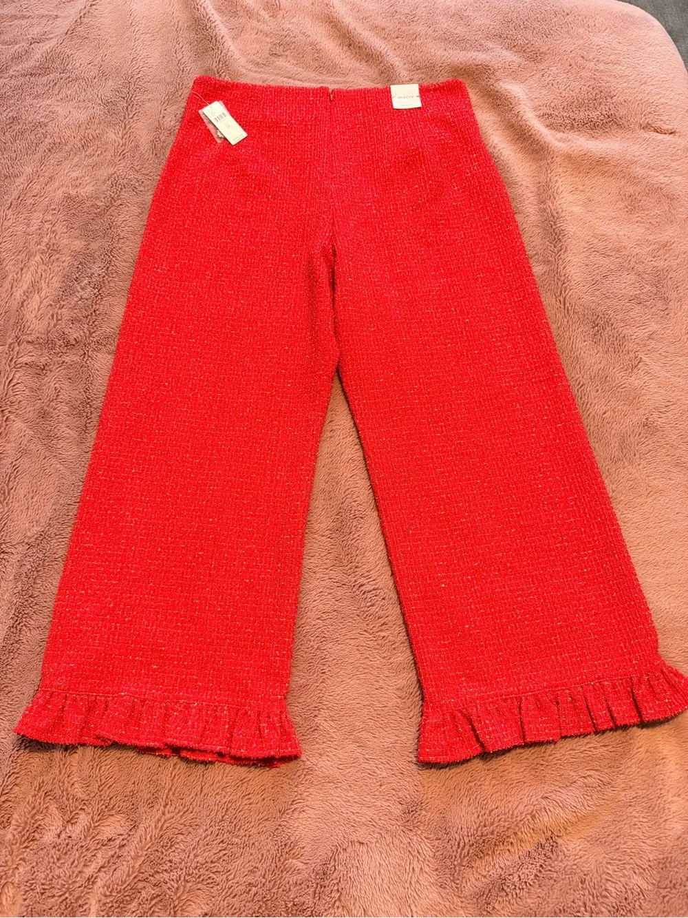 Women Red Knit Two-Piece Set - Strapless top and cropped pants Brand: maeve